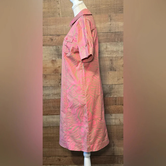 Lilly Pulitzer Apple Dress in Curious Pink Frenchie Print Women's size 6 Peacock - Picture 5 of 9